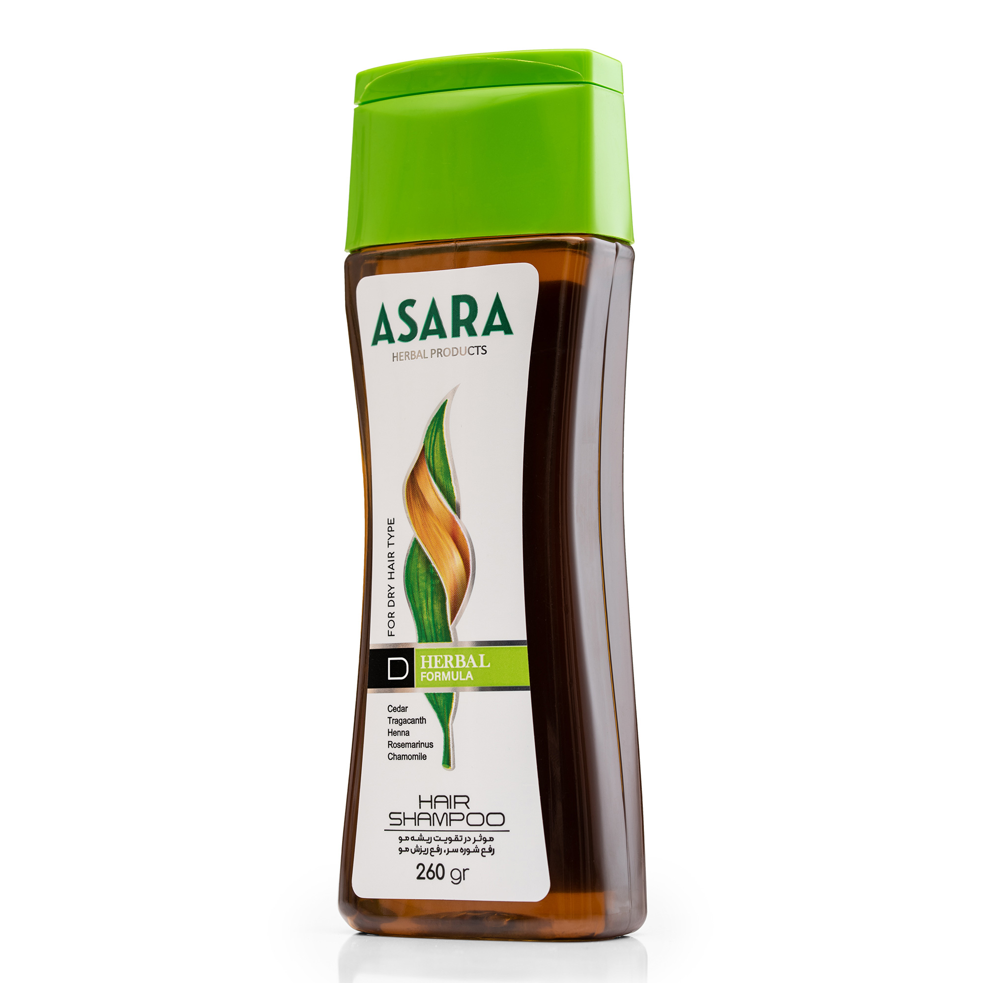 شامپو ضد ریزش مو گیاهی آسارا برای موهای خشک